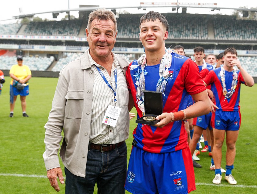 Robert 'Bert' Lowrie and Player of the Match Ty Ennis: NRL Photos