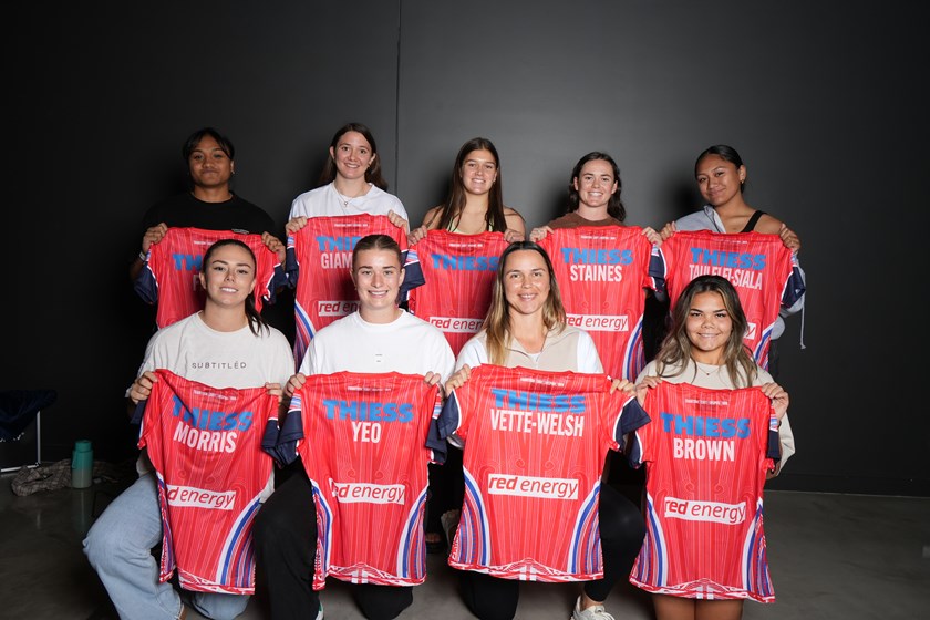 Our new NRLW Knights for season 2025: (From left to right) Top - Fane Finau, Grace Giampino, Keighley Simpson, Tess Staines and Mercedez Taulelei-Siala. Bottom - Joeli Morris, Sienna Yeo, Bottile Vette-Welsh and Mariah Brown